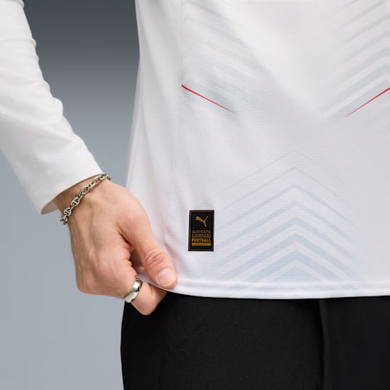 Puma RB Leipzig Home Jersey 2025/2026 - Wit met rode accenten en chevronpatroon