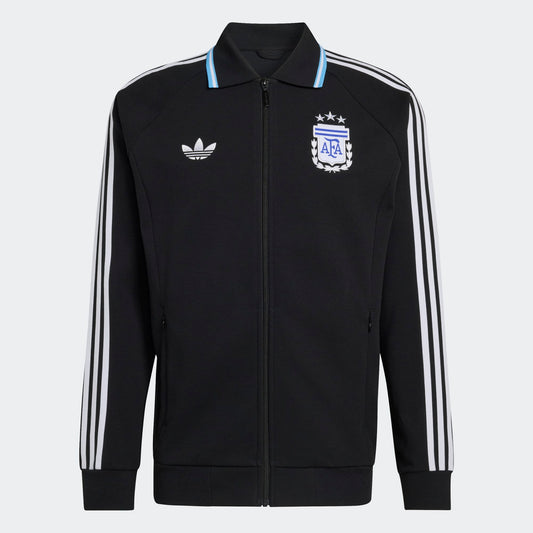 Zwart wit Adidas Originals AFA Argentinië Anthem Jacket met retro bondbadge, verkrijgbaar bij voetbalshop Kickoff Antwerpen.