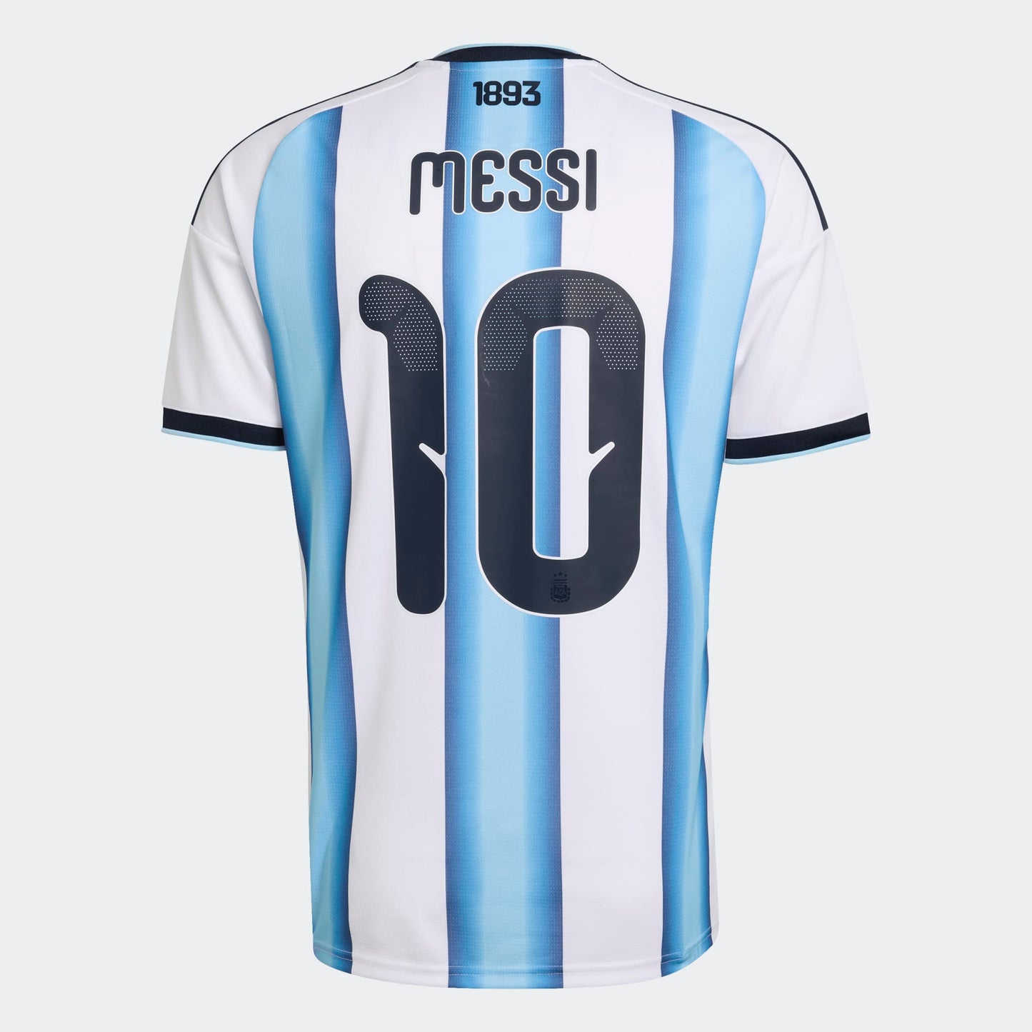 Adidas Argentinie thuisshirt blauw wit met Messi 10 rugnummer en naam, gedragen voor het WK 2026 in Noord-Amerika. KICKOFF ANTWERPEN VOETBALSHOP
