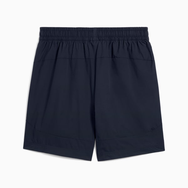 Puma Manchester City PUMATECH RELAXED WOVEN SHORTS 2025 2026 casual geweven short, comfortabele pasvorm, Kickoff Antwerpen de voetbalshop van Antwerpen.