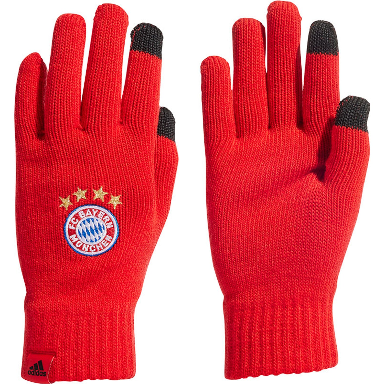 ADIDAS FC Bayern München gebreide handschoenen met rood-witte details en clublogo, verkrijgbaar bij voetbalshop Kickoff Antwerpen.