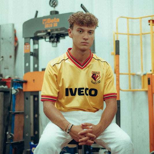 COPA Watford FC 1983 1984 retro football shirt geel verkrijgbaar bij Kickoff Antwerpen de voetbalshop van Antwerpen