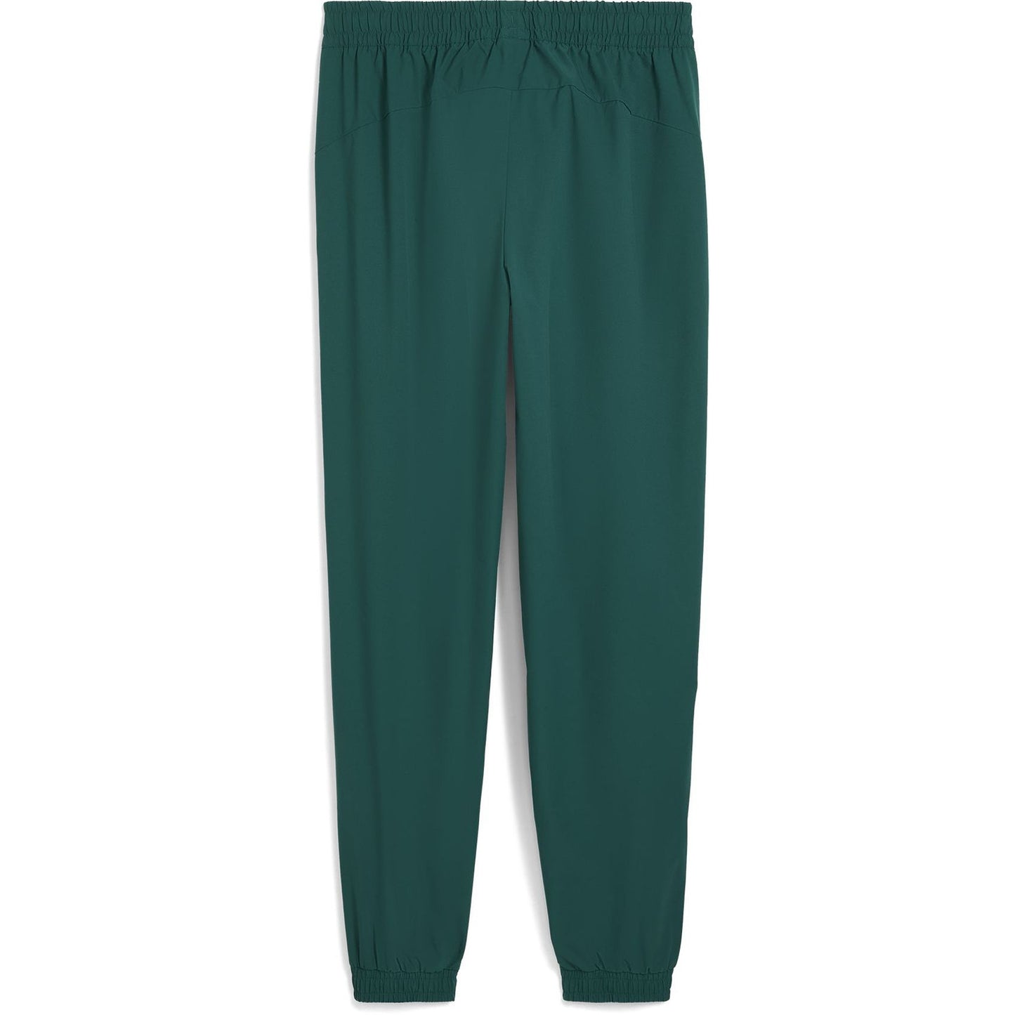 PUMA MANCHESTER CITY PUMATECH WOVEN PANTS 2025 2026 groen trainingsbroek met lichtblauw detail en clublogo van Manchester City op licht blauw achtergrond Kickoff Antwerpen voetbalshop football store