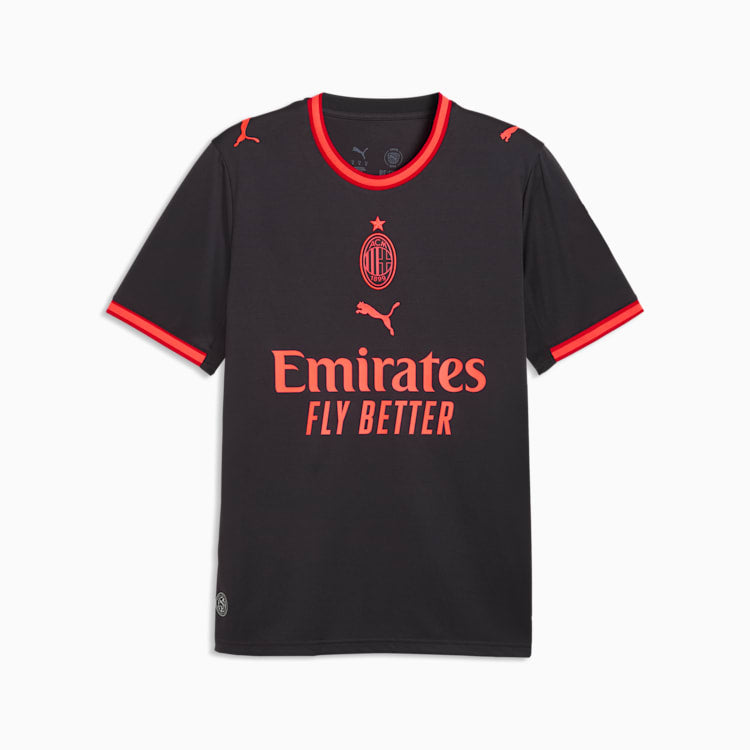 Puma AC Milan derdeshirt third kit 2026 2027 heren met officiële clubdetails op model Kickoff Antwerpen