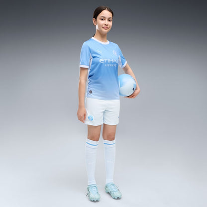 Puma Manchester City Home Short junior kids korte voetbalbroek wit Kickoff Antwerpen de voetbalshop van Antwerpen