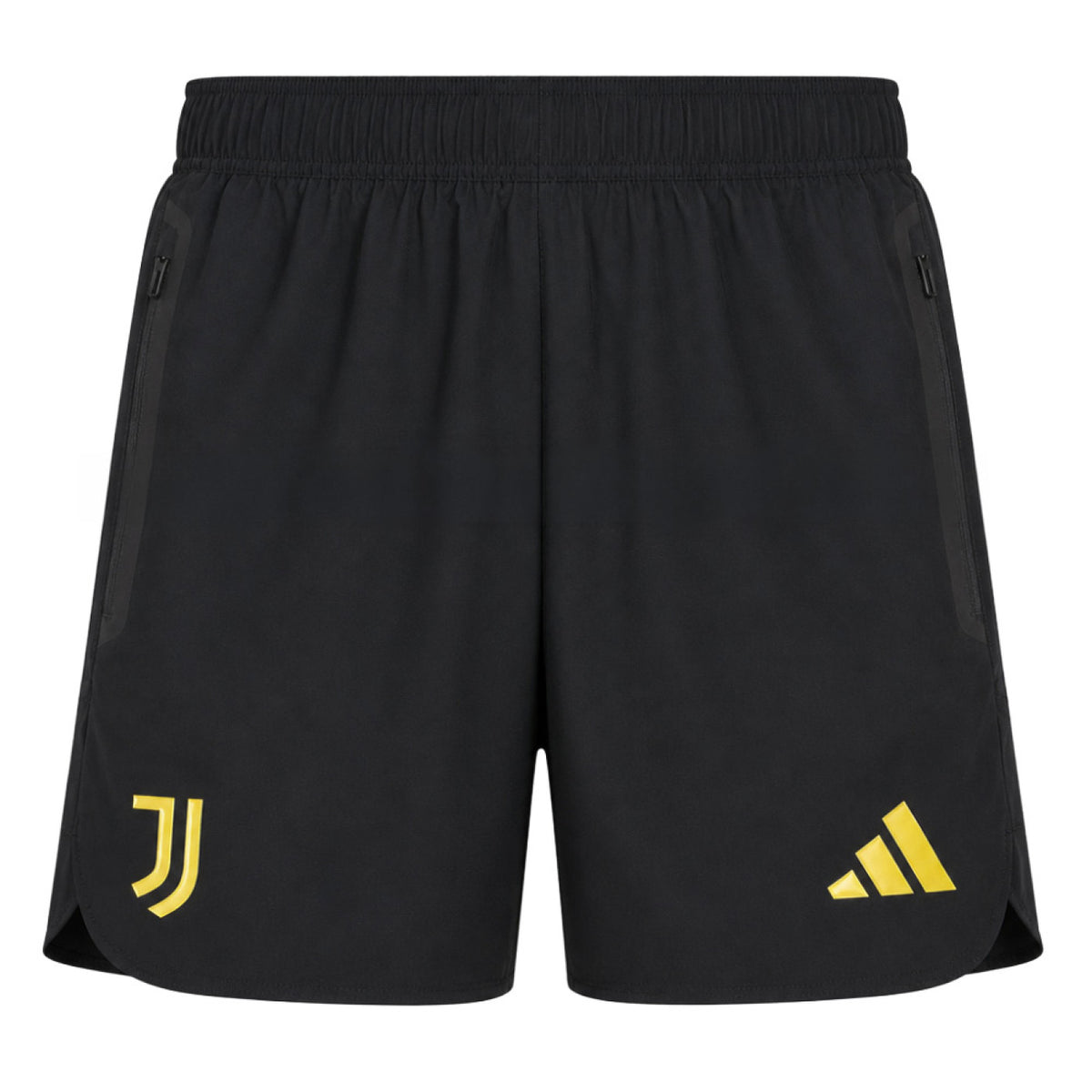 Adidas Juventus voetbaltrainingsshort 2026 2027 heren met clubdetails op model Kickoff Antwerpen