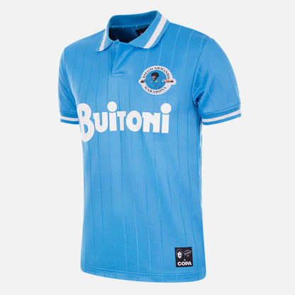 Copa SSC Napoli Maradona Retro Jersey officieel pluisje voetbalshirt blauw Kickoff Antwerpen de voetbalshop van Antwerpen