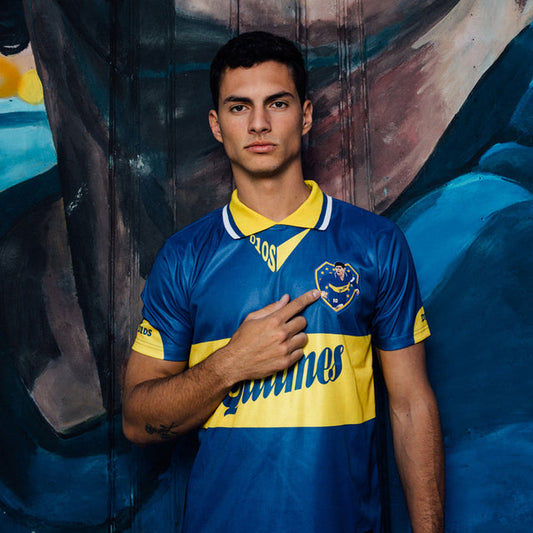 COPA Boca Juniors Maradona 1995 retro jersey blauw geel verkrijgbaar bij Kickoff Antwerpen de voetbalshop van Antwerpen