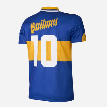 COPA Boca Juniors Maradona 1995 retro jersey blauw geel verkrijgbaar bij Kickoff Antwerpen de voetbalshop van Antwerpen