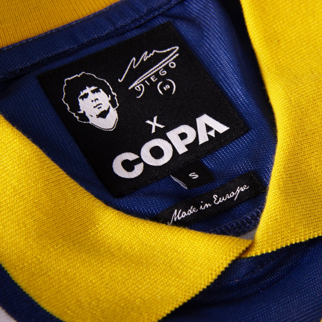 COPA Boca Juniors Maradona 1995 retro jersey blauw geel verkrijgbaar bij Kickoff Antwerpen de voetbalshop van Antwerpen