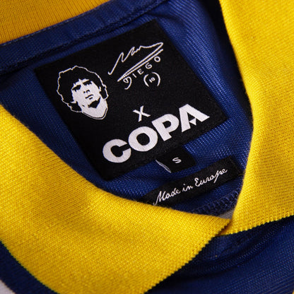 COPA Boca Juniors Maradona 1995 retro jersey blauw geel verkrijgbaar bij Kickoff Antwerpen de voetbalshop van Antwerpen