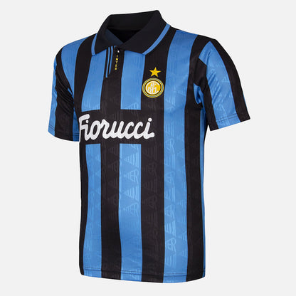 COPA Inter Milan Bergkamp 1993 1994 retro shirt blauw zwart verkrijgbaar bij Kickoff Antwerpen de voetbalshop van Antwerpen