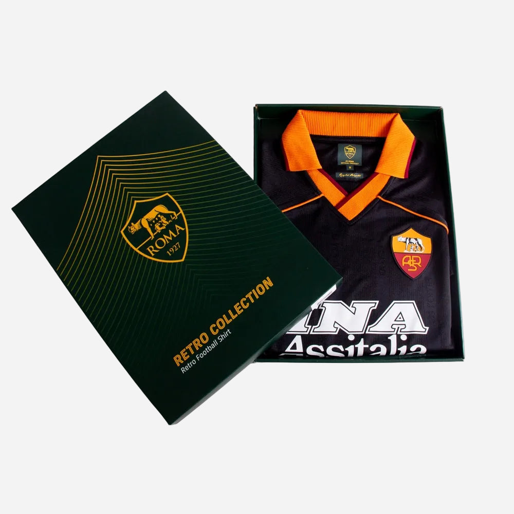 Copa AS Roma Retro Football Shirt Jersey officieel zwart oranje retro voetbalshirt heren Kickoff Antwerpen de voetbalshop van Antwerpen