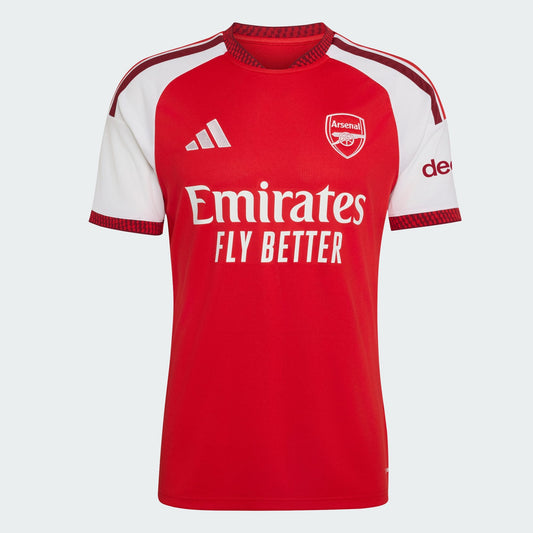 Rood-wit Adidas Arsenal Home Jersey 2026/2027 thuisshirt met Climacool-technologie, gratis verzending via Kickoff Antwerpen de voetbalshop van Antwerpen.