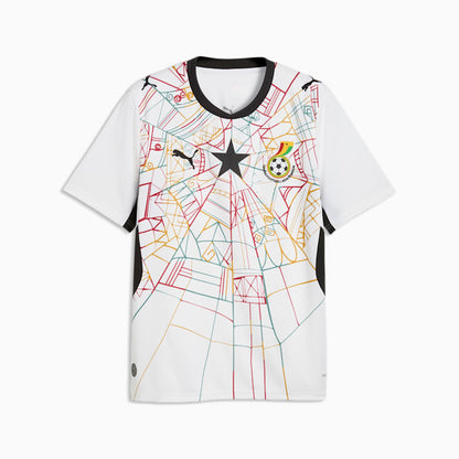 Wit Puma GFA Ghana Home Jersey 2026-2028 thuisshirt met zwarte ster en DryCELL-technologie, gratis verzending boven 79 euro via Kickoff Antwerpen de voetbalshop van Antwerpen.