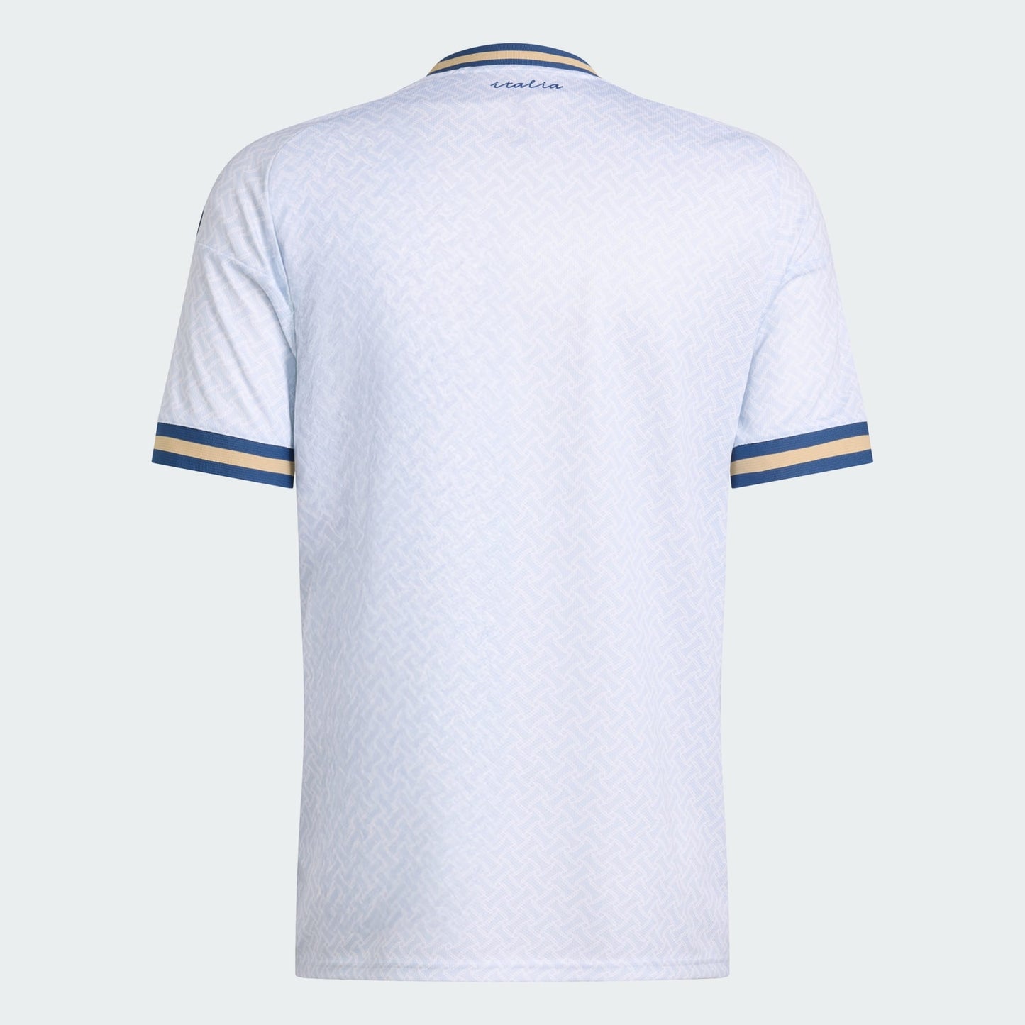 Wit Adidas Originals FIGC Italia Away Jersey 2026-2028 met blauwe details, Trefoil-logo en Italiaanse bondbadge, verkrijgbaar bij voetbalshop Kickoff Antwerpen.