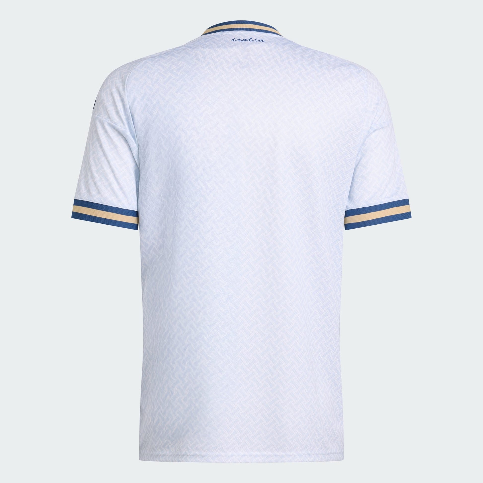 Wit Adidas Originals FIGC Italia Away Jersey 2026-2028 met blauwe details, Trefoil-logo en Italiaanse bondbadge, verkrijgbaar bij voetbalshop Kickoff Antwerpen.