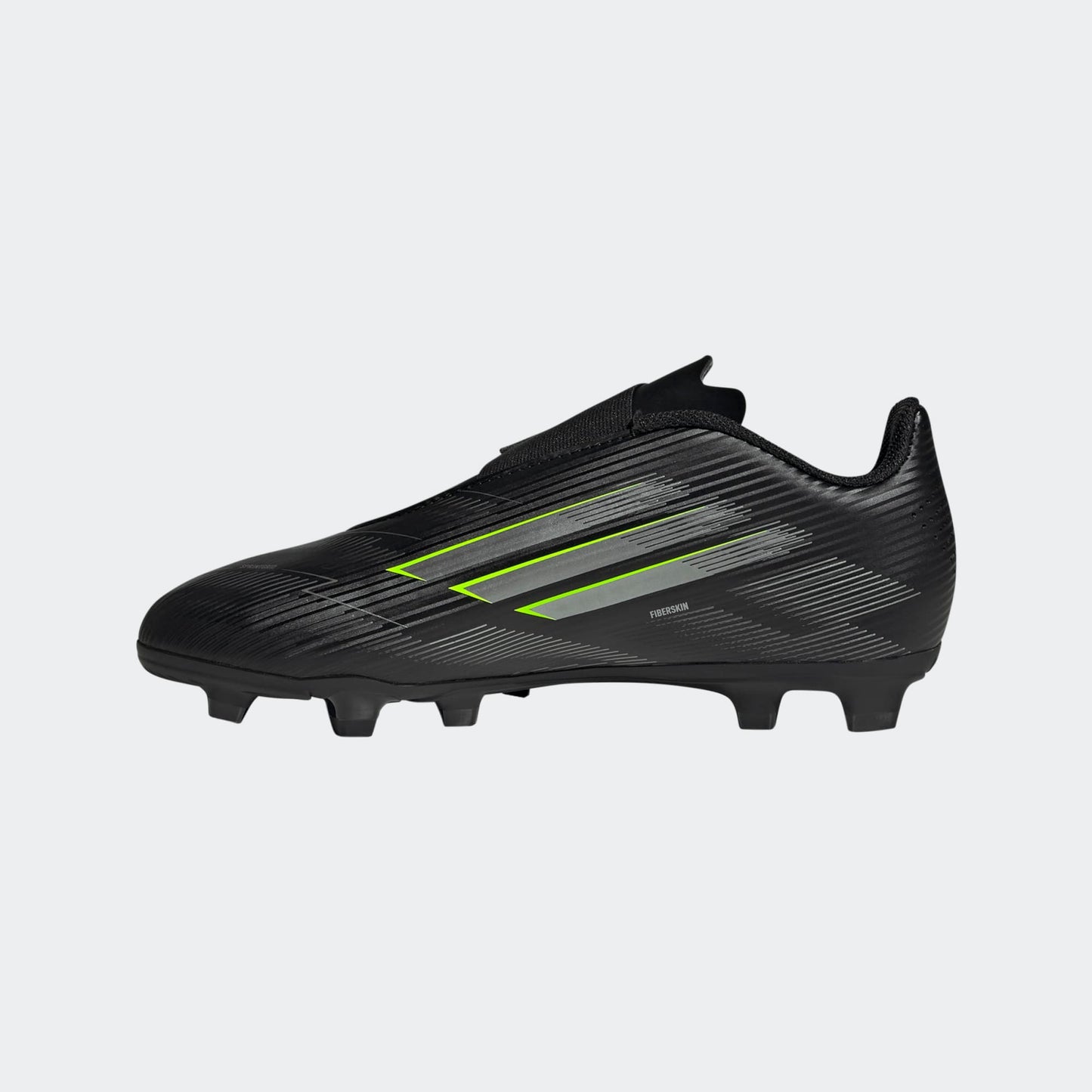 Adidas F50 Club Junior VEL FG/MG voetbalschoen met klittenband, zwart/geel/ design . Te koop bij Kickoff Antwerpen de voetbalshop