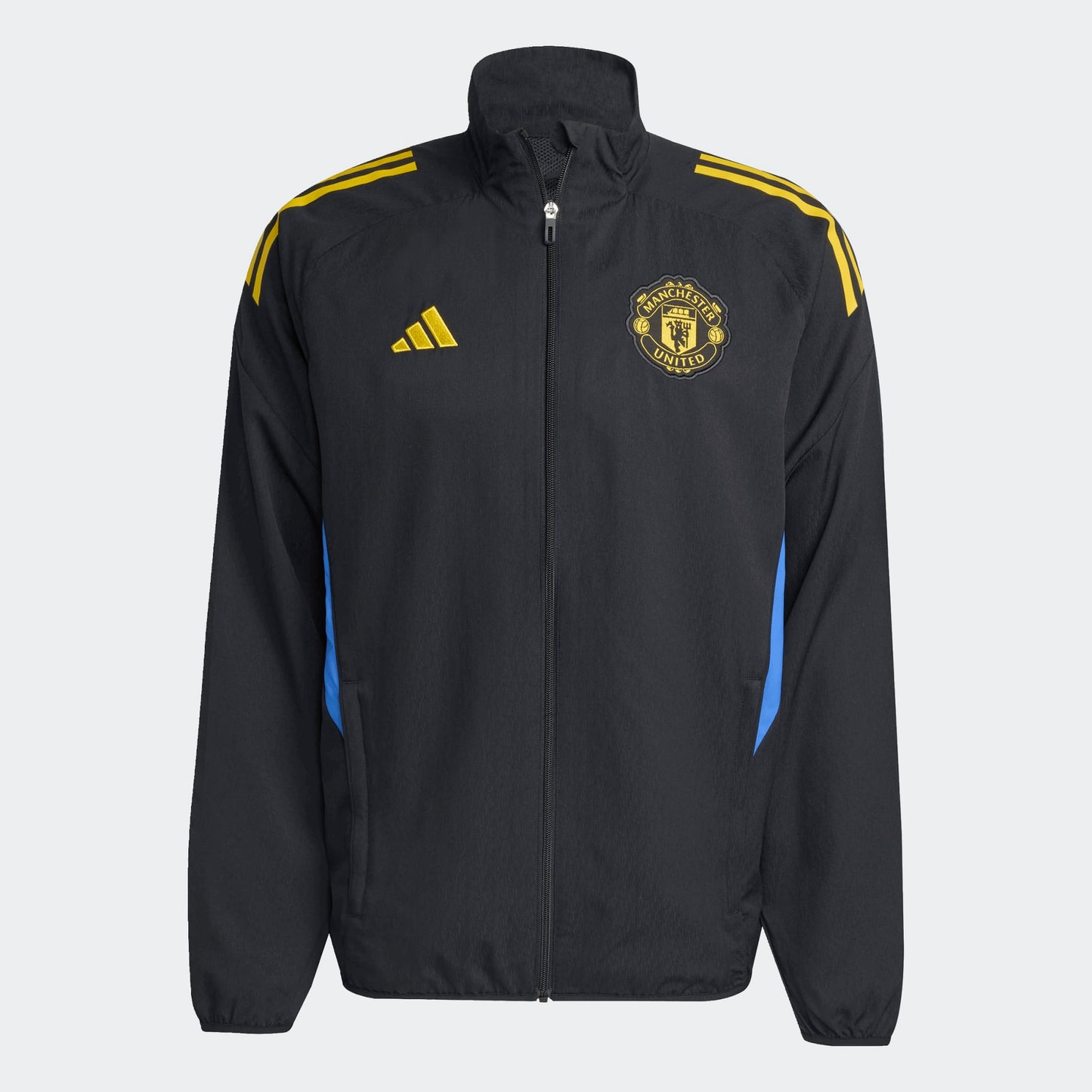 Adidas Manchester United EU Presentation Jacket 2025/2026  zwart geel blauw details en clublogo Kickoff Antwerpen  voetbalshop
