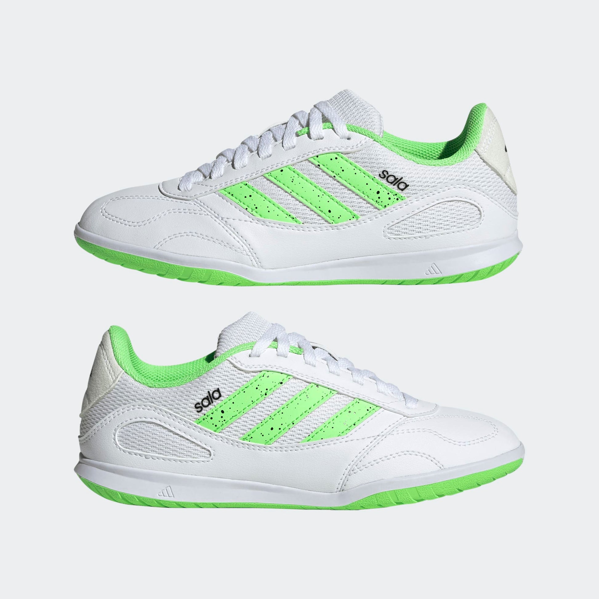 adidas Super Sala zaalvoetbalschoenen voor kids in detail, gekocht bij Kickoff Antwerpen voetbalshop van Antwerpen