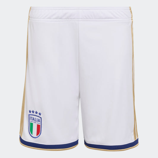 Adidas Italië Home Short voor kids 2025/2026 – officieel FIGC voetbalshort met Climacool-technologie, verkrijgbaar bij Kickoff Antwerpen voetbalshop