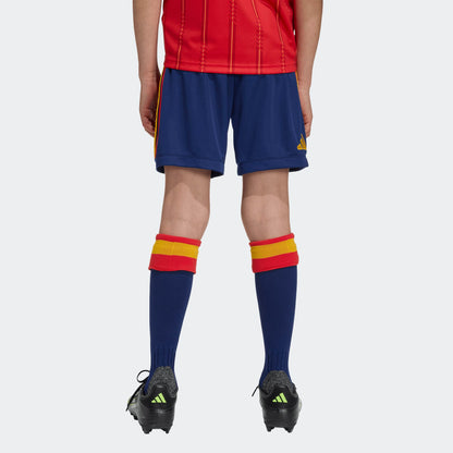 Adidas RFEF Spanje Home short voor kids Climacool  blauw rood met geel strepen en logo WK 2026 collectie Kickoff Antwerpen voetbalshop