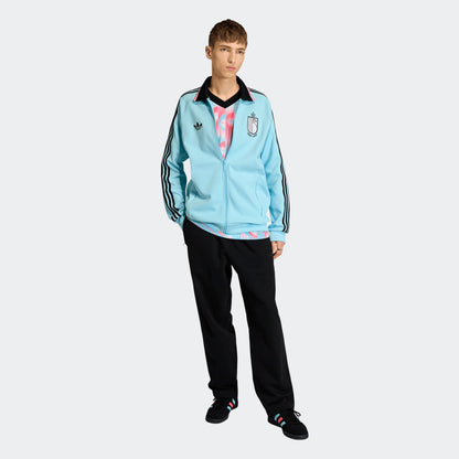 Adidas Originals RBFA België Anthem Jacket in retro-stijl met bondslogo en Trefoil, verkrijgbaar bij voetbalshop Kickoff Antwerpen.