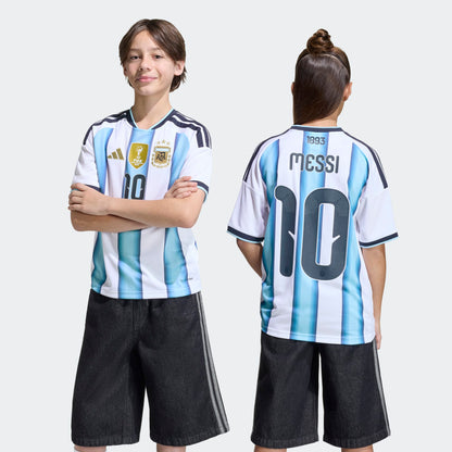 Adidas Argentinië thuisshirt 2026 kids met Messi rugnummer 10 bedrukking, gedragen tijdens WK 2026. kickoff antwerpen voetbalshop