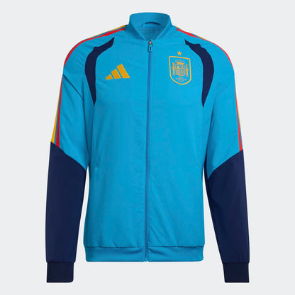 Adidas RFEF Presentatie Jacket 2025-2026 blauw rood voor heren. Exclusief verkrijgbaar bij Kickoff Antwerpen voetbalshop