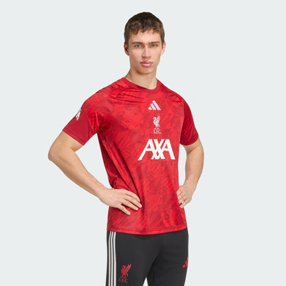 Adidas Liverpool Pre-Match Voetbalshirt 2026-2027 warming-up shirt heren rood wit Kickoff Antwerpen de voetbalshop van Antwerpen