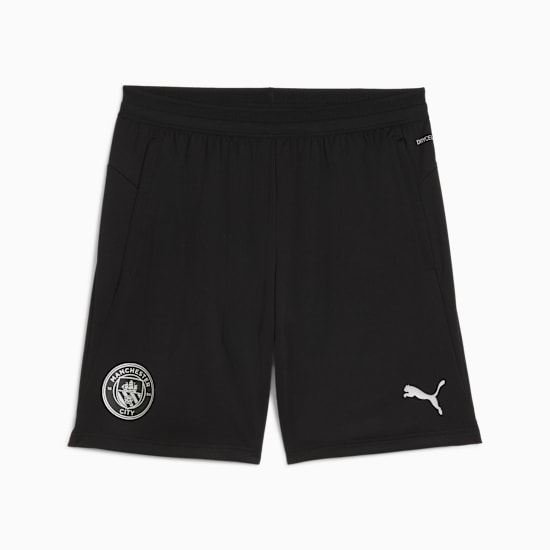Puma Manchester City training short 2025 2026 met DryCELL logo, exclusief verkrijgbaar bij Kickoff Antwerpen voetbalshop