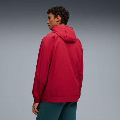 Puma FRMF Marokko PumaTech Woven Jacket 2026-2028 met officieel Marokkaans bondsembleem, verkrijgbaar bij Kickoff Antwerpen dé voetbalshop van stad.