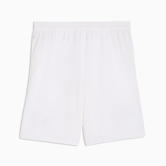 Witte Puma FRMF Marokko Away Short WK 2026 met gouden grafiek en officieel Marokkaans bondsembleem, verkrijgbaar bij voetbalshop Kickoff Antwerpen.