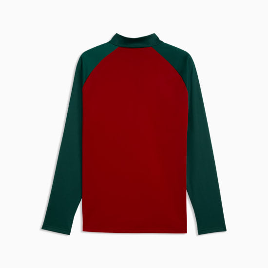 Puma FRMF Marokko Warm-Up 1/4 Zip Top WK 2026 trainingstop met officieel Marokkaans bondsembleem, verkrijgbaar bij Kickoff Antwerpen dé voetbalshop van stad.