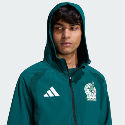 Adidas FMF Mexico Travel Jacket met kap, groen/wit, officiële WK 2026 collectie, Kickoff Antwerpen voetbalshop