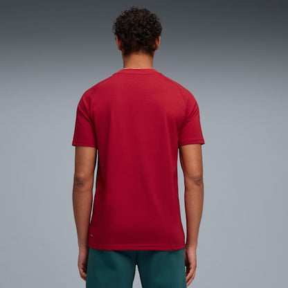 Puma FRMF Marokko Pocket Tee shirt 2026-2028 met borstzakje en bondsembleem, verkrijgbaar bij Kickoff Antwerpen dé voetbalshop van stad.