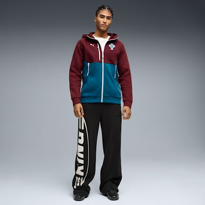 Puma FPF Portugal PumaTech Full Zip Hoodie Trainingspak 2026-2028 in marineblauw met officieel Portugees bondsembleem, verkrijgbaar bij Kickoff Antwerpen dé voetbalshop van stad.