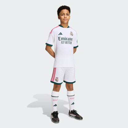 Adidas Real Madrid Home Youth Kit 2026-2027 compleet kindertenue wit shirt short kousen Kickoff Antwerpen de voetbalshop van Antwerpen