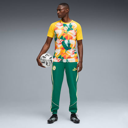 Grafisch Puma FSF Senegal Warm Up Jersey 2026-2028 met officieel Senegalees bondsembleem, verkrijgbaar bij Kickoff Antwerpen dé voetbalshop van stad.