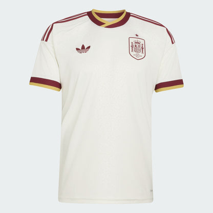 Adidas Originals RFEF Spanje Away Jersey 2026-2028 met Trefoil-logo en Spaanse bondbadge, verkrijgbaar bij voetbalshop Kickoff Antwerpen.