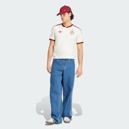 Adidas Originals RFEF Spanje Away Jersey 2026-2028 met Trefoil-logo en Spaanse bondbadge, verkrijgbaar bij voetbalshop Kickoff Antwerpen.