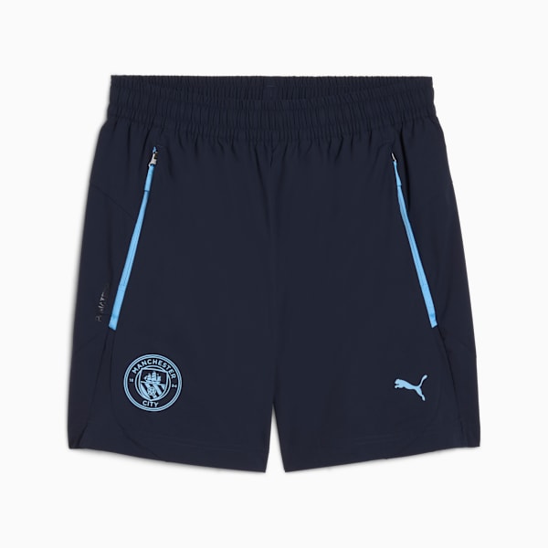 Puma Manchester City PUMATECH RELAXED WOVEN SHORTS 2025 2026 casual geweven short, comfortabele pasvorm, Kickoff Antwerpen de voetbalshop van Antwerpen.