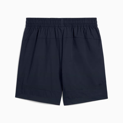Puma Manchester City PUMATECH RELAXED WOVEN SHORTS 2025 2026 casual geweven short, comfortabele pasvorm, Kickoff Antwerpen de voetbalshop van Antwerpen.