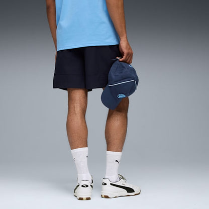 Puma Manchester City PUMATECH RELAXED WOVEN SHORTS 2025 2026 casual geweven short, comfortabele pasvorm, Kickoff Antwerpen de voetbalshop van Antwerpen.