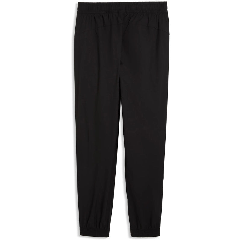 Volledig zwart Puma FRMF Marokko PumaTech Woven Trainingspak 2026-2028 met Marokkaans bondsembleem, verkrijgbaar bij Kickoff Antwerpen dé voetbalshop van stad.