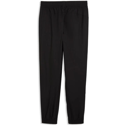 Volledig zwart Puma FRMF Marokko PumaTech Woven Trainingspak 2026-2028 met Marokkaans bondsembleem, verkrijgbaar bij Kickoff Antwerpen dé voetbalshop van stad.