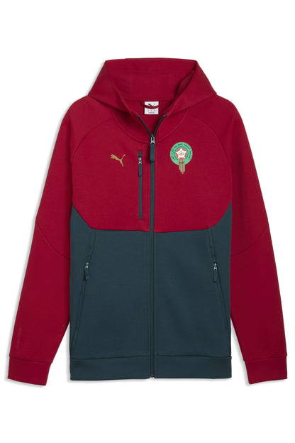 Puma FRMF Marokko PumaTech Sweat Full Zip Trainingspak WK 2026 met officieel Marokkaans bondsembleem, verkrijgbaar bij Kickoff Antwerpen dé voetbalshop van stad.