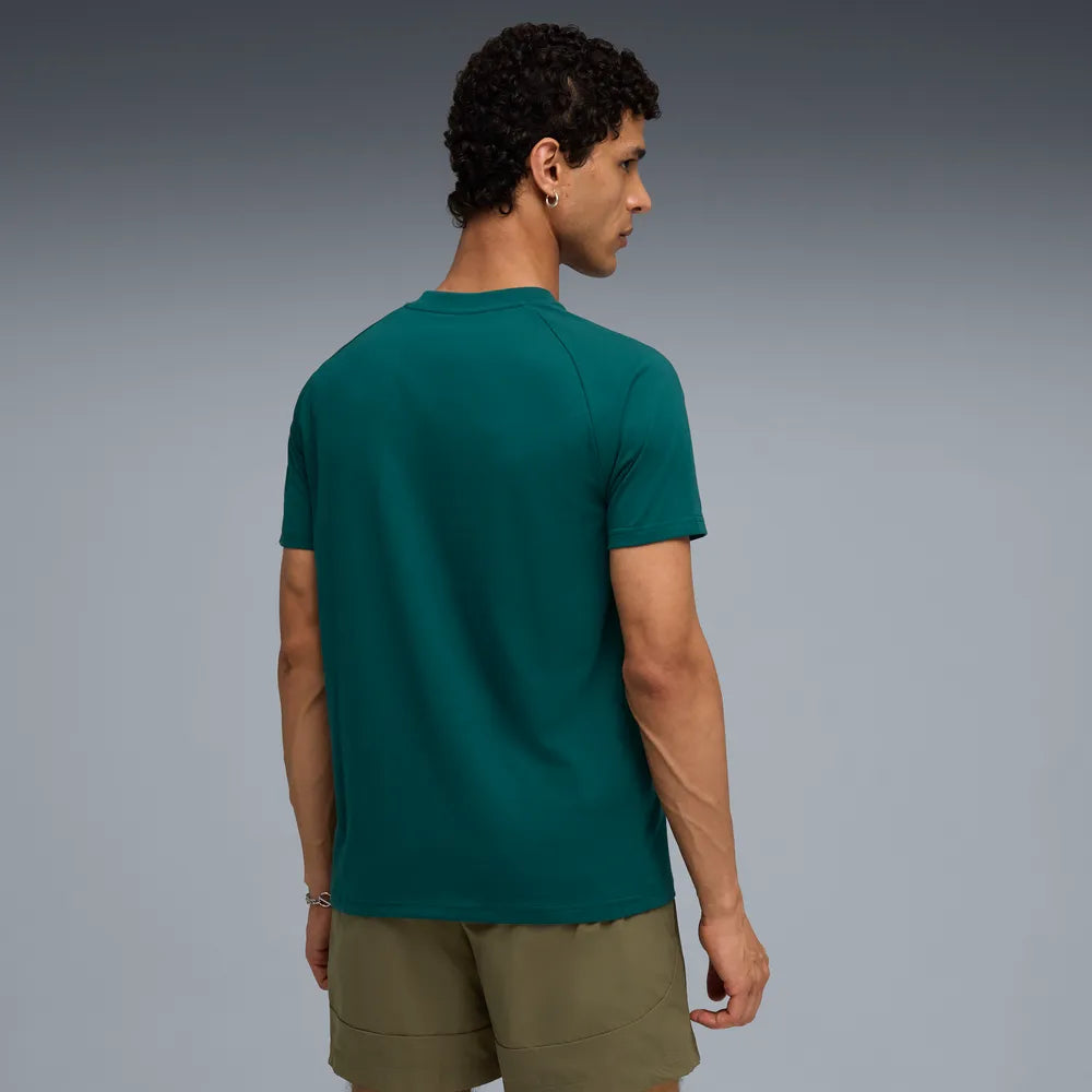 PUMA Manchester City PUMATECH Pocket T-shirt 2025 2026 groenmet licht blauw logo, pocket, Kickoff Antwerpen voetbalshop 