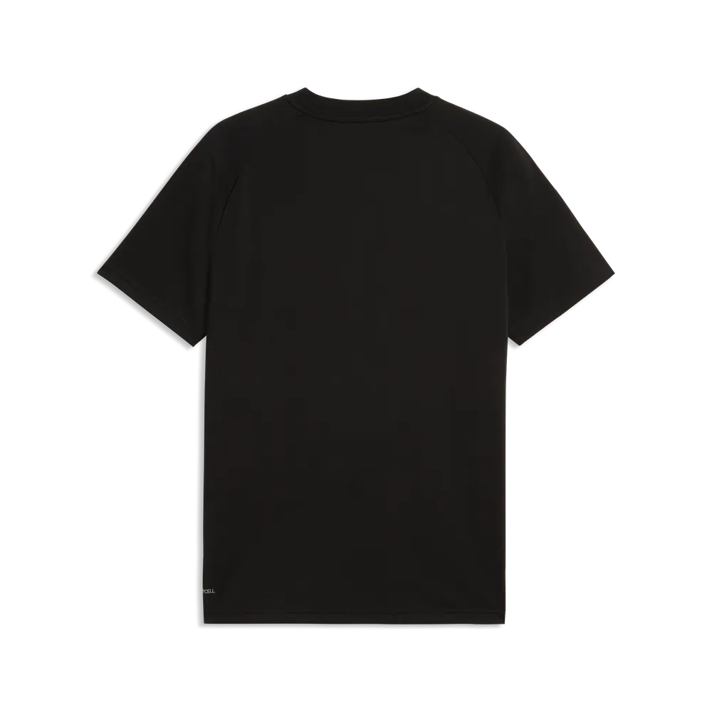 Puma Olympique Marseille trainingsshirt pocket t-shirt met borstzakje en clubdetails op model Kickoff Antwerpen