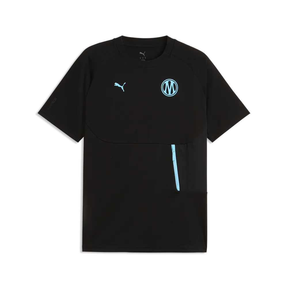 Puma Olympique Marseille trainingsshirt pocket t-shirt met borstzakje en clubdetails op model Kickoff Antwerpen